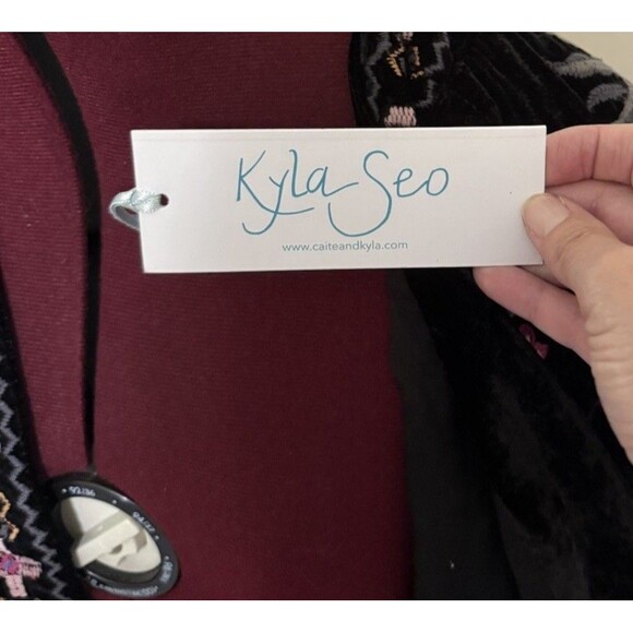 KYLA SEO Floral Embrodery VELVET KIMONO JACKET DUSTER L Whimsygoth Boho Coquette - Picture 7 of 15